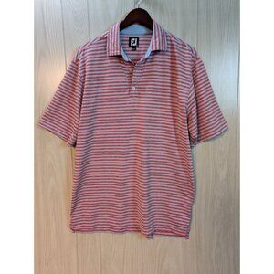 FootJoy Polo Shirt Mens Performance Golf Stretch Orange Striped Short Sleeve L